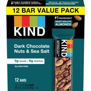 Kind Bars, Dark Chocolate Nuts & Sea Salt, 12 Value Pack