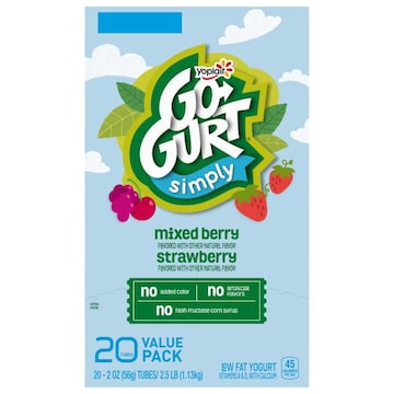 Go-Gurt Yogurt, Low Fat, Strawberry, Mixed Berry, Value Pack
