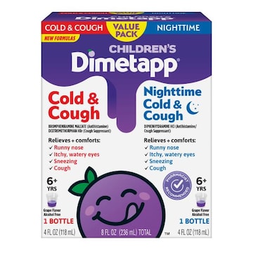 Dimetapp Cold & Cough, Nighttime Cold & Congestion Medicine, Grape Flavor, Alcohol-Free