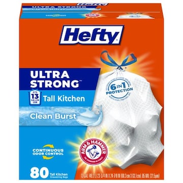 Hefty Ultra Strong 13 Gallon Drawstring Clean Burst Tall Kitchen Drawstring Bags