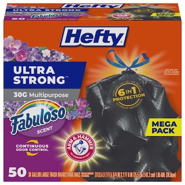 Hefty Drawstring Bags, Fabuloso Scent, Ultra Strong, 30G Multipurpose, Mega Pack