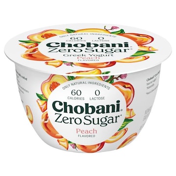 Chobani Greek Yogurt, Nonfat, Zero Sugar, Peach