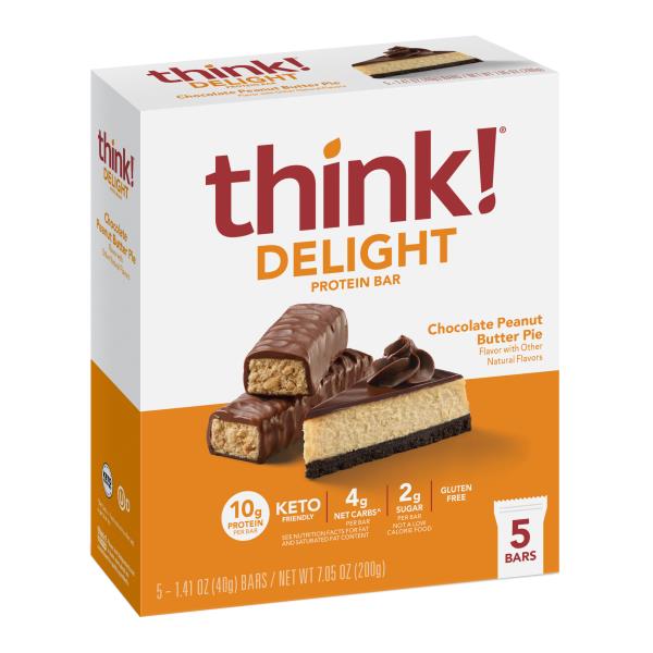 Think! Delight Protein Bar, Chocolate Peanut Butter Pie, 5 Pack