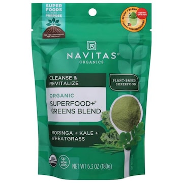 Navitas Organics Superfood + Greens Blend, Organic, Moringa + Kale + Wheatgrass