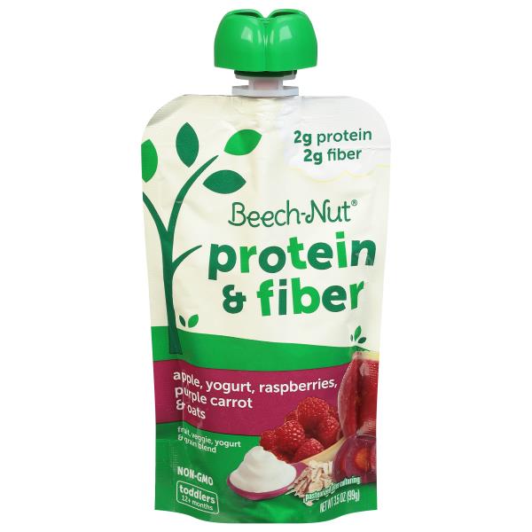 BeechNut Protein & Fiber, Apple, Yogurt, Raspberries, Purple Carrot