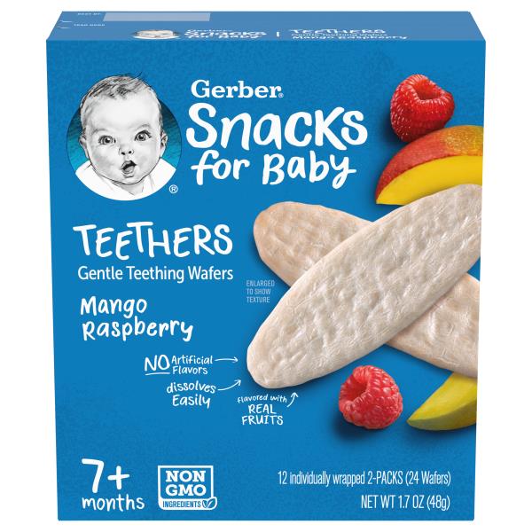 Gerber Snacks for Baby Teething Wafers, Gentle, Mango Raspberry