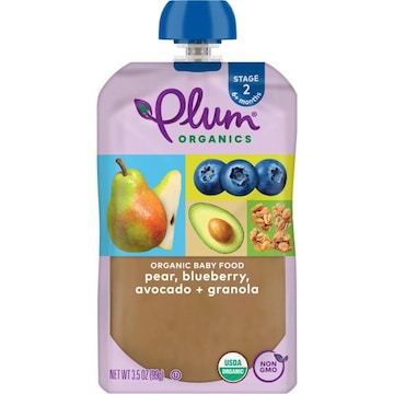 Plum Organics® Stage 2 Organic Baby Food Pear, Blueberry, Avocado + Granola 3.5oz Pch
