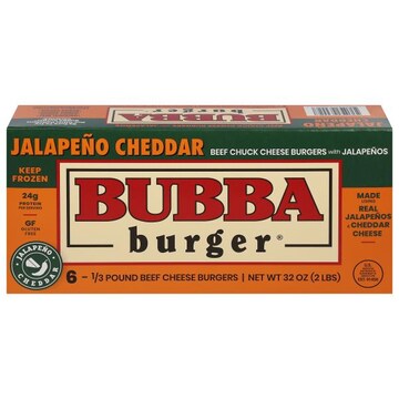 Bubba Burger Cheese Burgers, Beef Chuck, Jalapeno Cheddar
