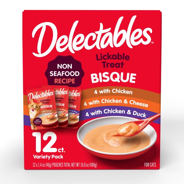Delectables Treats for Cats, Lickable Bisque, NonSeafood Recipe, 12