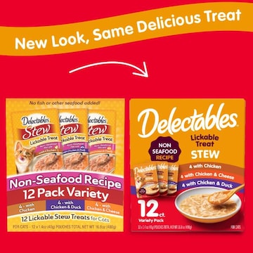 Delectables Treats for Cats, Lickable Stew, Non-Seafood Recipe, 12 Variety Pack