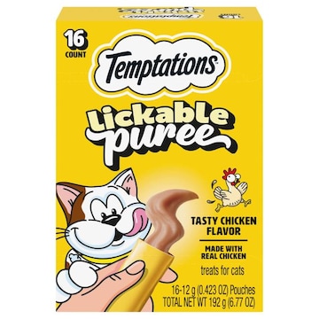 Temptations Lickable Puree Tasty Chicken Flavor Treats for Cats