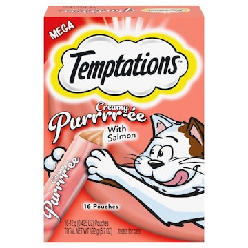 Temptations Creamy Purrrr-ee Treats for Cats, With Salmon, Mega