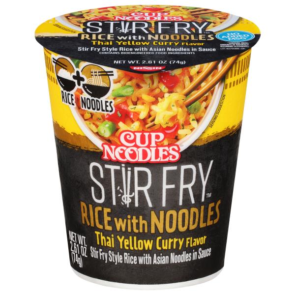 Nissin Cup Noodles Rice with Noodles, Thai Yellow Curry Flavor, Stir