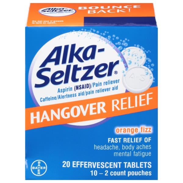 Alka-Seltzer Hangover Relief, Effervescent Tablets, Orange Fizz ...