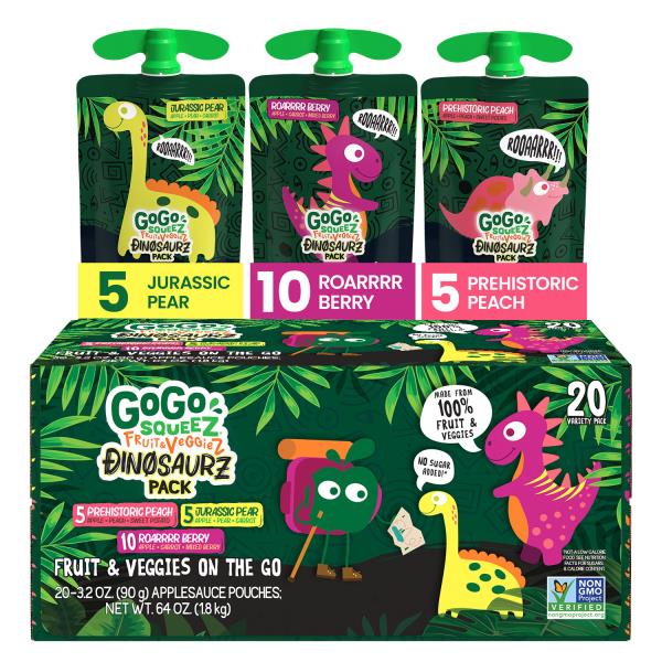 GoGo squeeZ Fruit & VeggieZ No Sugar Added Dino Pear Peach Carrot