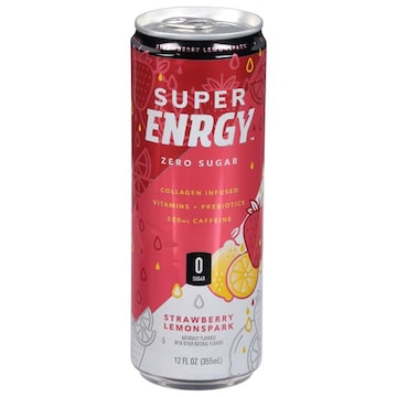 Super Energy Energy Drink, Zero Sugar, Strawberry Lemonspark