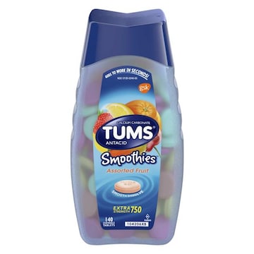Tums Smoothies Antacid, Extra Strength 750, Chewable Tablets, Assorted Fruit