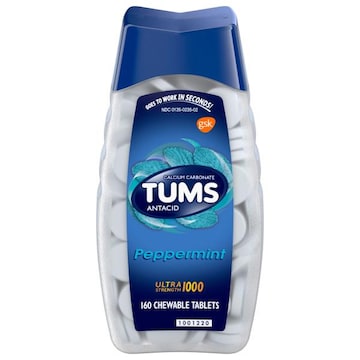 Tums Chewable Antacid Tablets for Ultra Strength Heartburn Relief, Peppermint - 160 Count