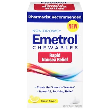 Emetrol Lemon Flavor Chewable Tablets Non-Drowsy Rapid Nausea Relief