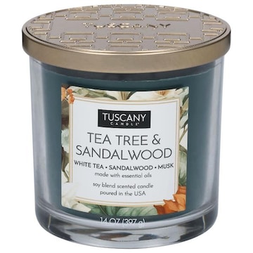 Tuscany Candle Candle, Scented, Soy Blend, Tea Tree & Sandalwood