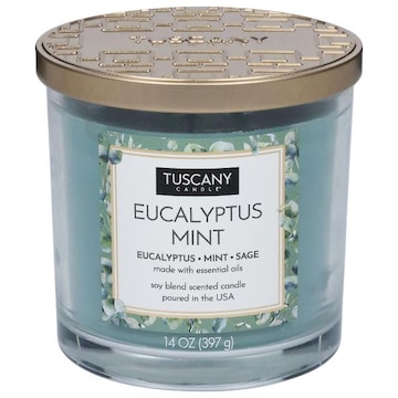 Tuscany Candle Candle, Scented, Soy Blend, Eucalyptus Mint