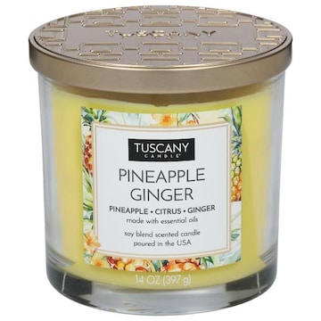 Tuscany Candle Candle, Scented, Soy Blend, Pineapple Ginger