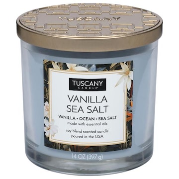 Tuscany Candle Candle, Scented, Soy Blend, Vanilla Sea Salt