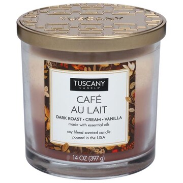 Tuscany Candle Candle, Scented, Soy Blend, Cafe Au Lait