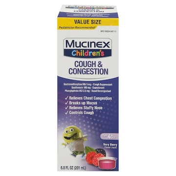 Mucinex Cough & Congestion, Children's, Very Berry Flavor, Value Size