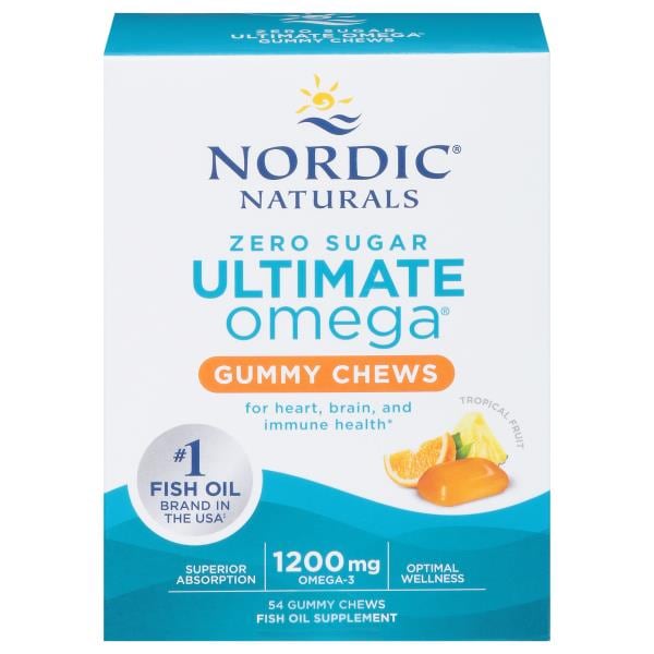 Nordic Naturals Ultimate Omega, Zero Sugar, Tropical Fruit, Gummy