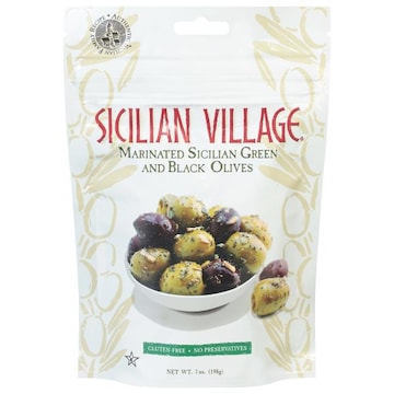 Sicilian Village Olives, Marinated, Sicilian Green and Black