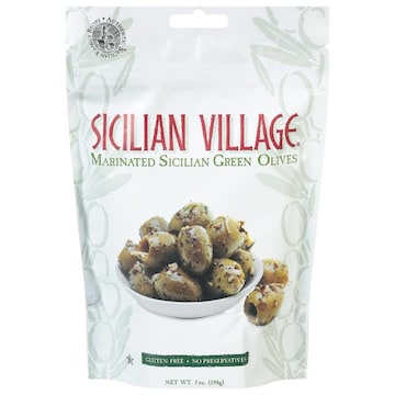 Sicilian Village Olives, Green, Marinated, Sicilian