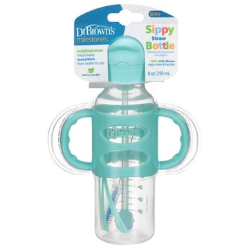 Dr. Brown's Milestones 6M+ 8 Ounce Sippy Straw Bottle