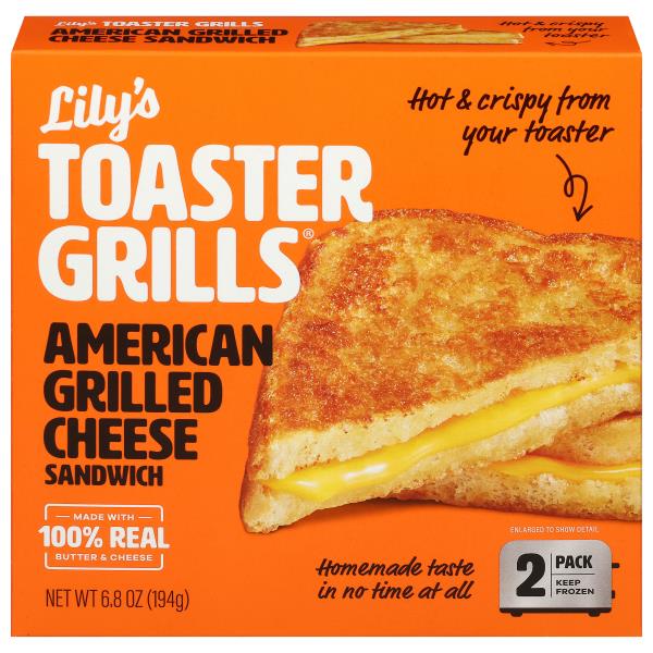 Lily's Toaster Grills Sandwich, Grilled, American Cheese, 2 Pack
