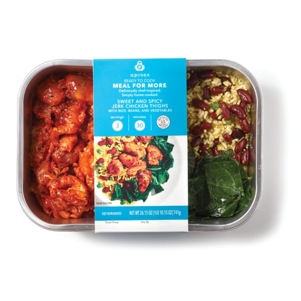 Aprons Sweet and Spicy Jerk Chicken with Rice, Beans, and Vegetables