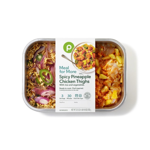 Publix Spicy Pineapple Chicken Thighs with Rice, and Vegetables