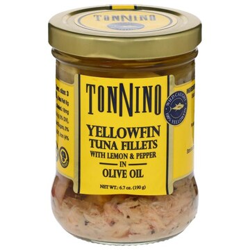 Tonnino Tuna Fillets, with Lemon & Pepper in Olive Oil, Yellowfin
