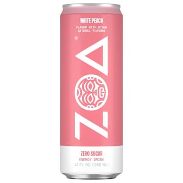 Zoa Energy Drink, Zero Sugar, White Peach
