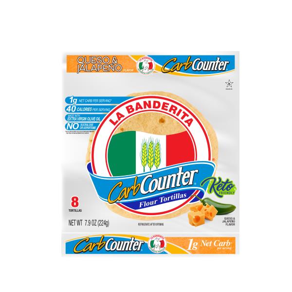 La Banderita Carb Counter Tortillas, Carb Lean, Queso & Jalapeno