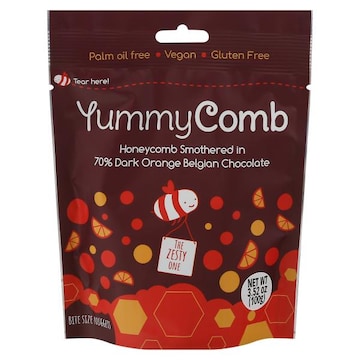 YummyComb Honeycomb, 70% Dark Orange Belgian Chocolate, Bite Size Nuggets