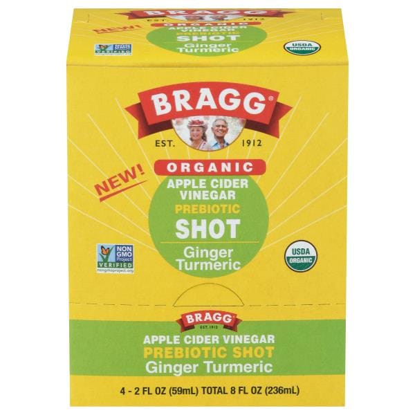 Bragg Prebiotic Shot, Organic, Apple Cider Vinegar, Ginger Turmeric