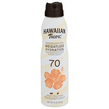 Hawaiian Tropic Sunscreen Clear Spray, Weightless Hydration, Broad Spectrum SPF 70