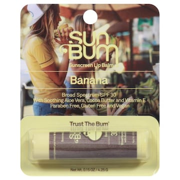 Sun Bum Lip Balm, Sunscreen, Banana, Broad Spectrum SPF 30