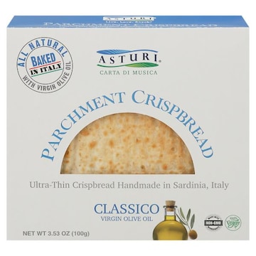 Asturi Crispbread, Parchment, Classico Virgin Olive Oil