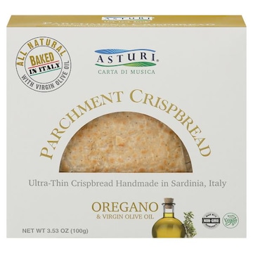 Asturi Crispbread, Parchment, Oregano & Virgin Olive Oil