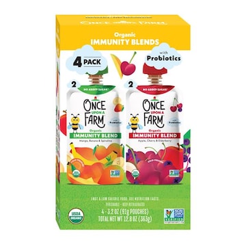 Once Upon a Farm Immunity Blend Mango, Banana & Spirulina/Apple, Cherry & Elderberry Multipack