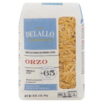 Delallo Artisanal Pasta, Orzo, No. 65 Cut