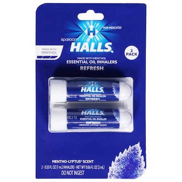 Halls Inhalers, Mentho-Lyptus Scent, Essential Oil, Refresh, 2 Pack