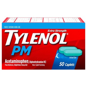 Tylenol Pain Reliever/Nighttime Sleep Aid, Extra Strength, Caplets