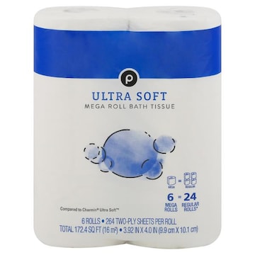Publix Bath Tissue, Mega Roll, Ultra Soft, Two-Ply